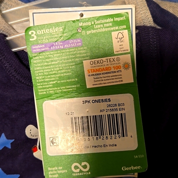 GERBER Newborn 3 pack short sleeve onesie for boys - Picture 6 of 8